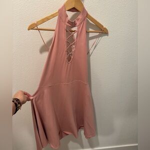 Elegant Pink Halter Dress